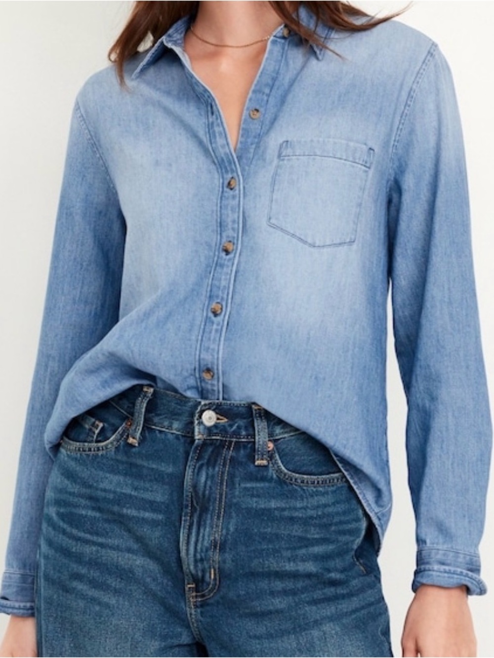 Classic Lightweight Denim Button-Down Shirt